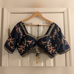 Embroidered Navy Blue Choli